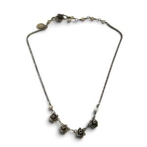 Yvone Christa Sterling Silver Rose Necklace Vintage 90s